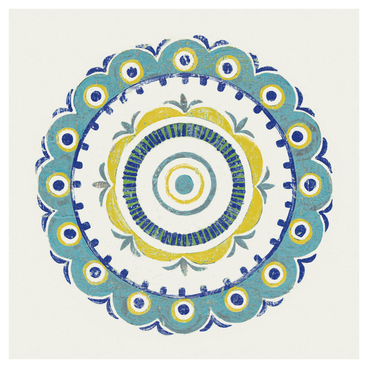 Lakai Circle II Blue and Yellow -Paper Art-42"x42"