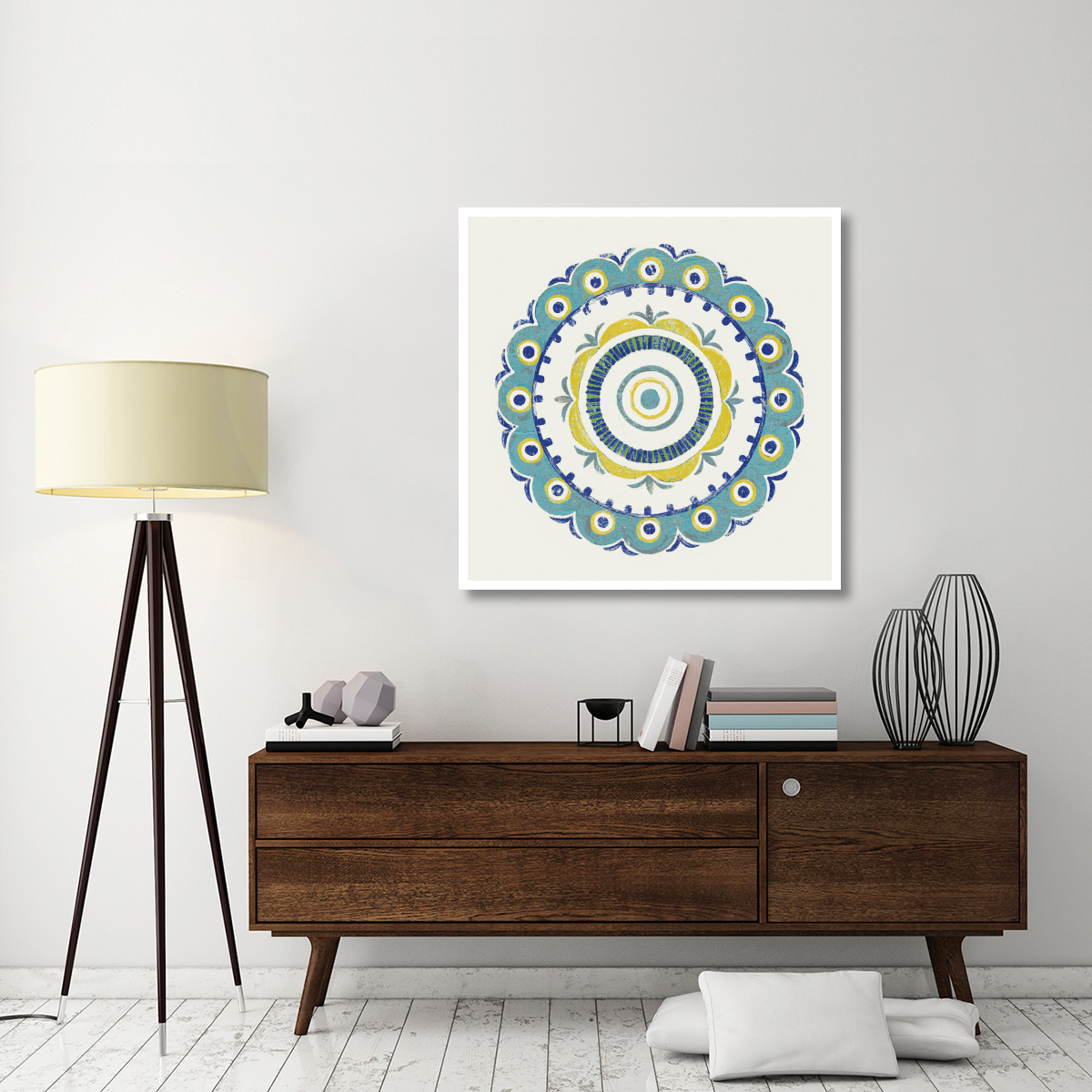 Lakai Circle II Blue and Yellow -Paper Art-42&quotx42"