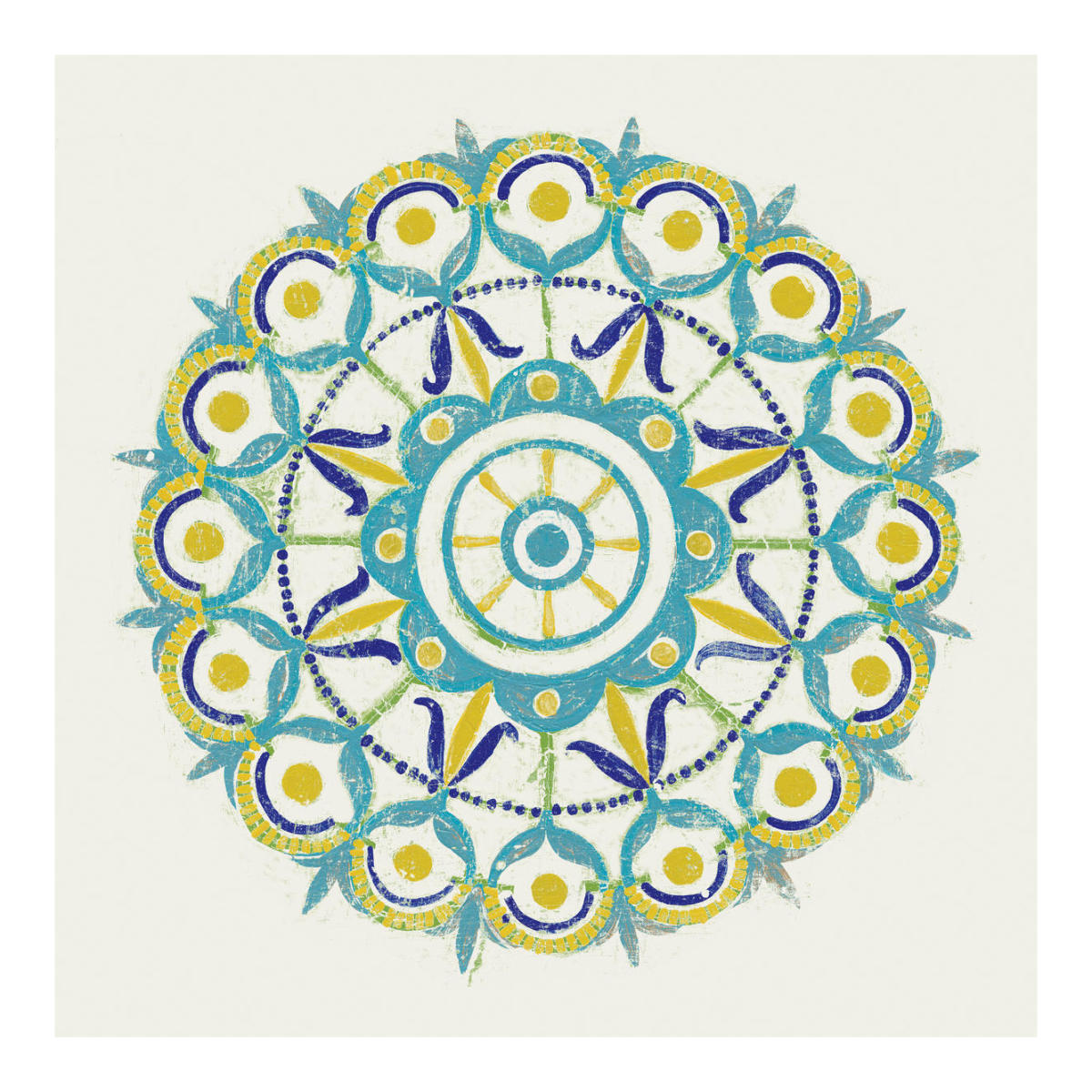 Lakai Circle V Blue and Yellow -Paper Art-20"x20"