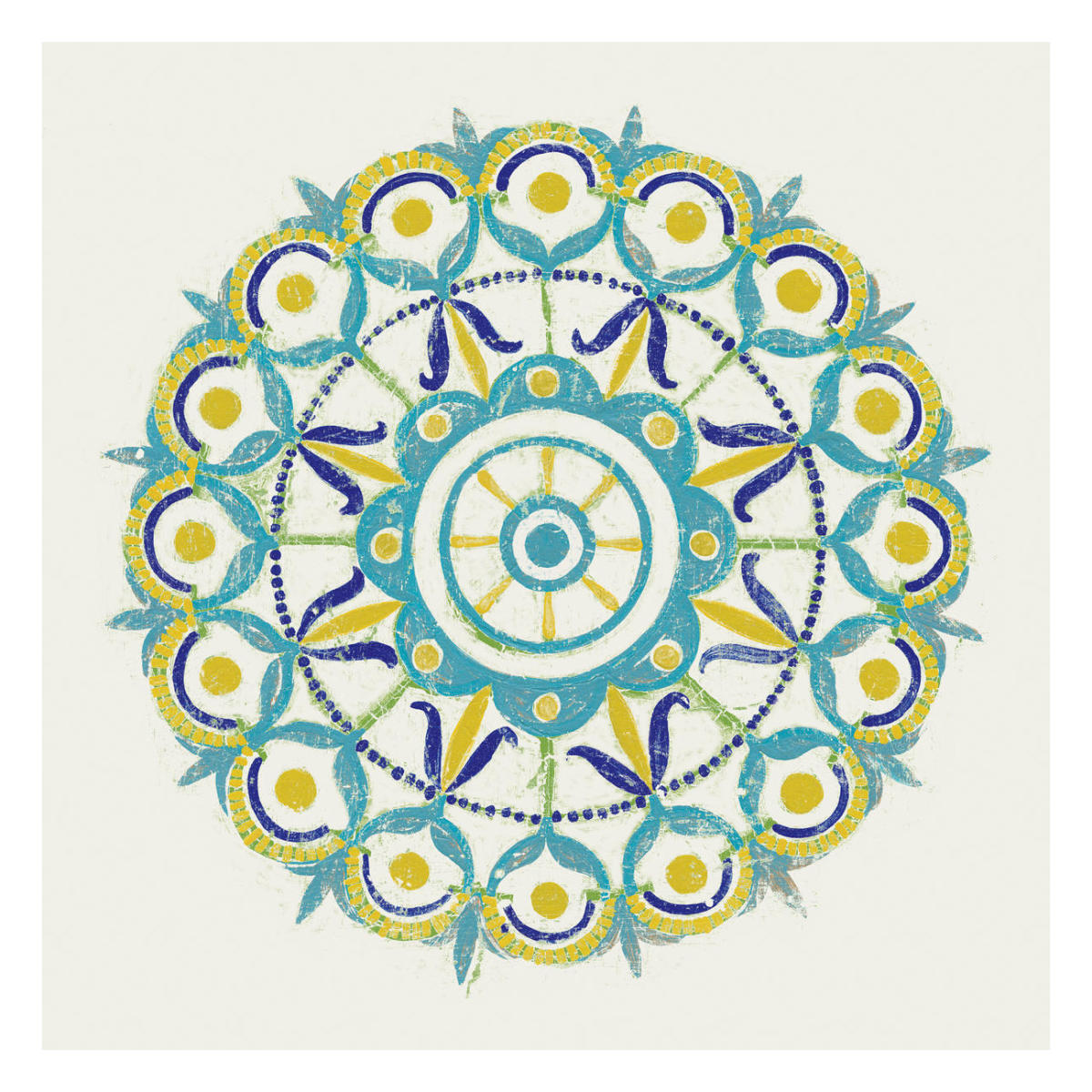Lakai Circle V Blue and Yellow -Paper Art-26"x26"