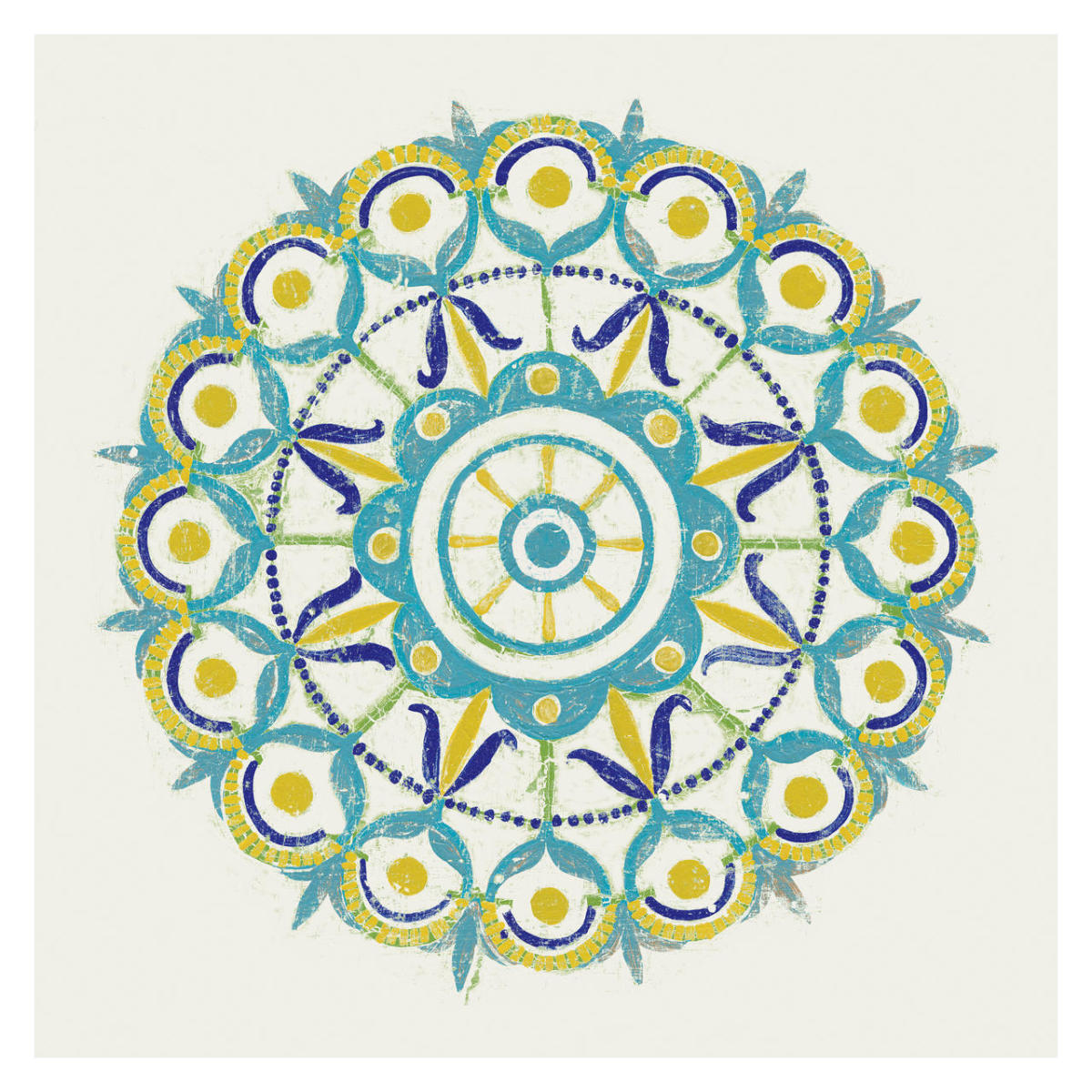 Lakai Circle V Blue and Yellow -Paper Art-32"x32"