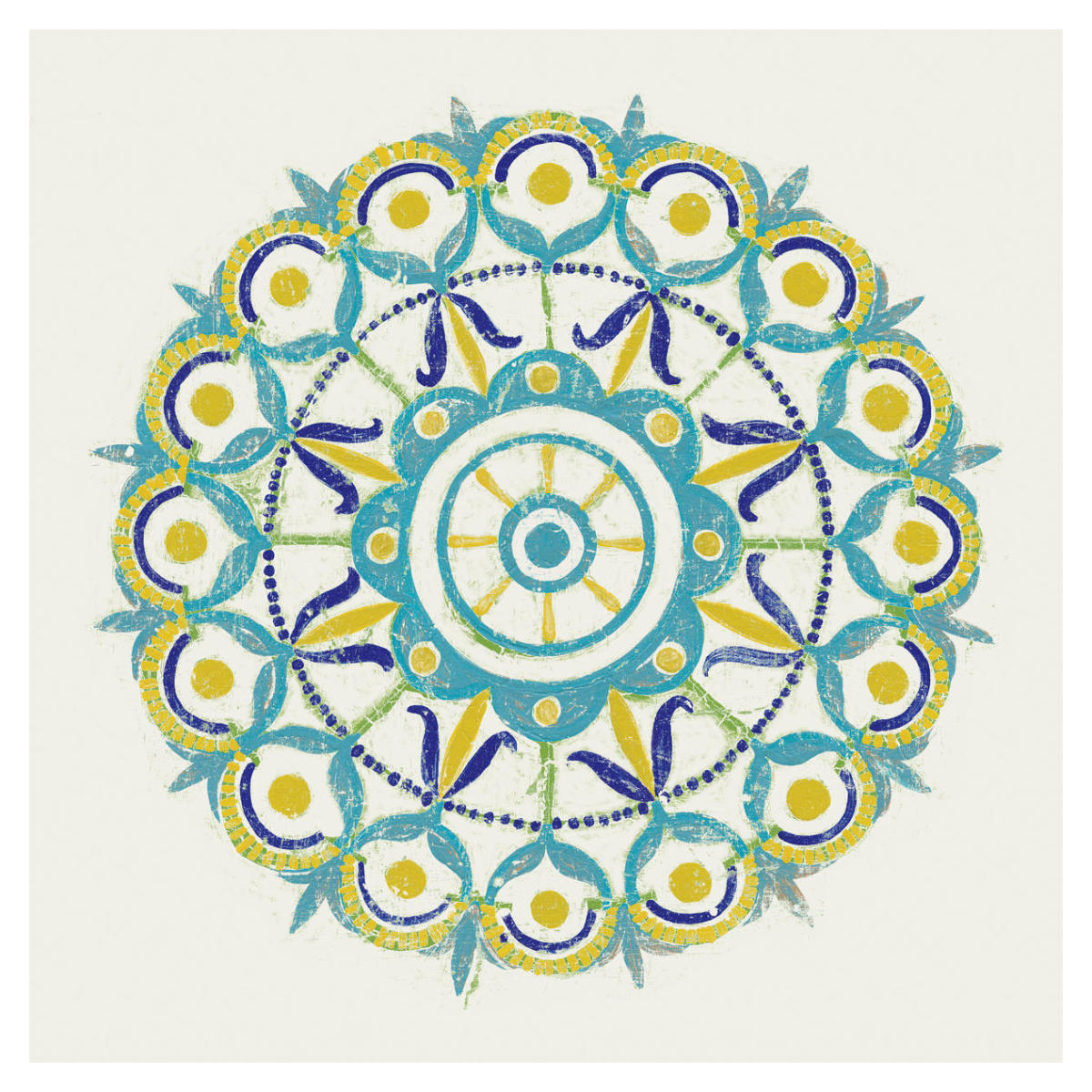 Lakai Circle V Blue and Yellow -Paper Art-38"x38"