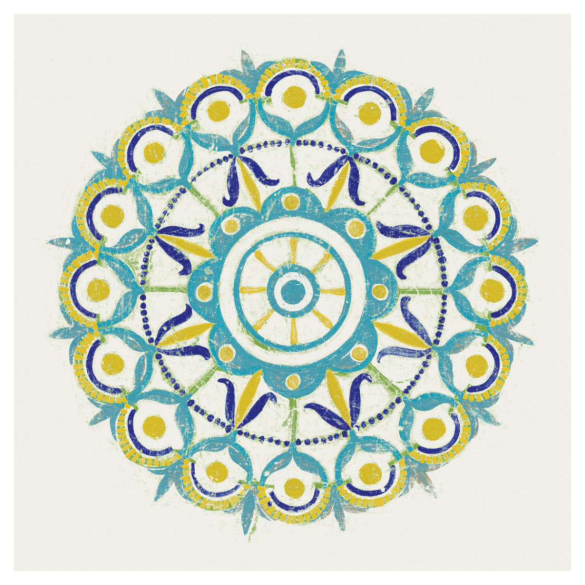 Lakai Circle V Blue and Yellow -Paper Art-42"x42"