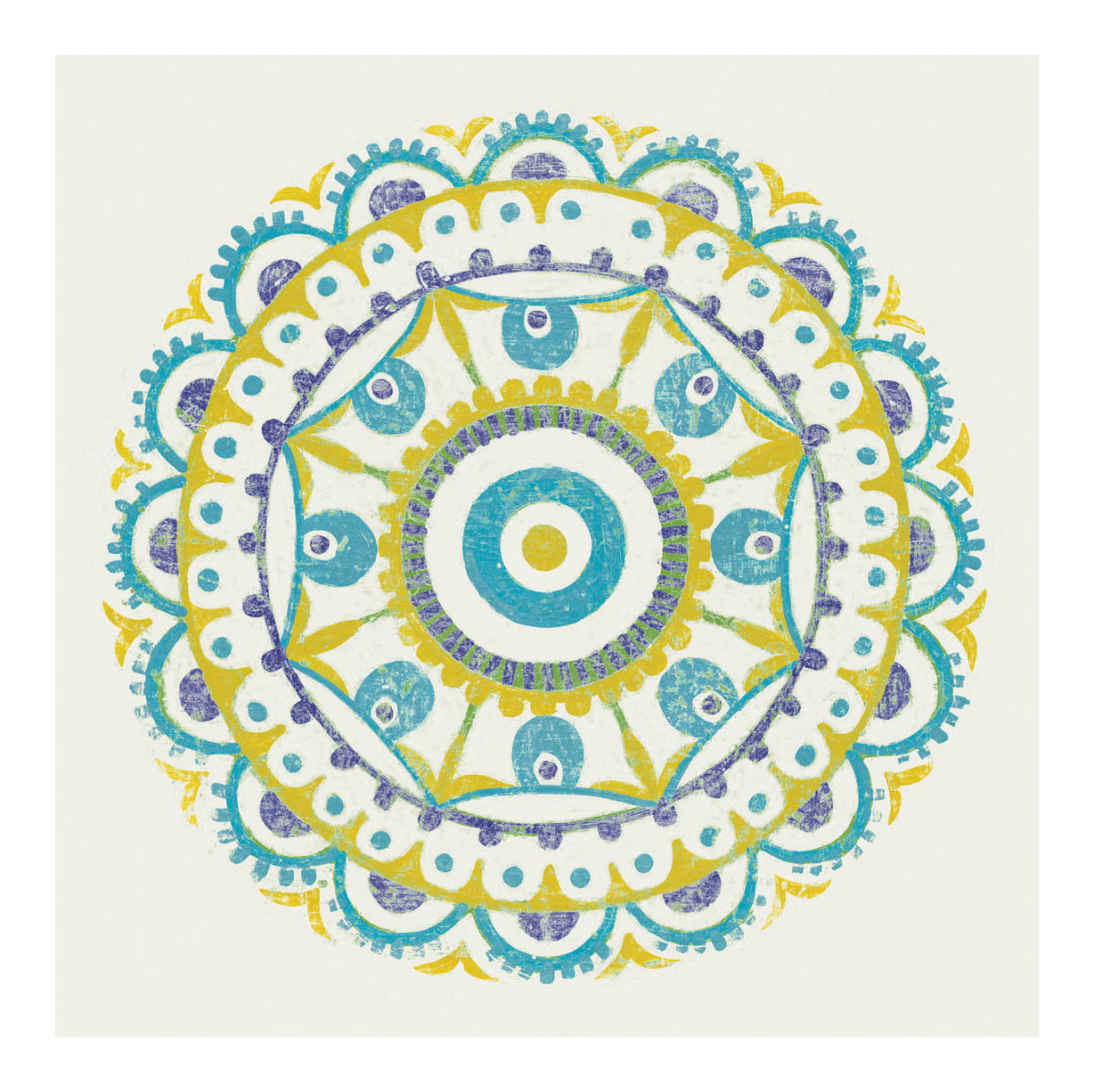 Lakai Circle VI Blue and Yellow -Paper Art-20"x20"