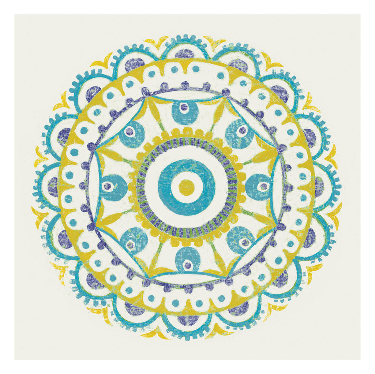 Lakai Circle VI Blue and Yellow -Paper Art-26"x26"
