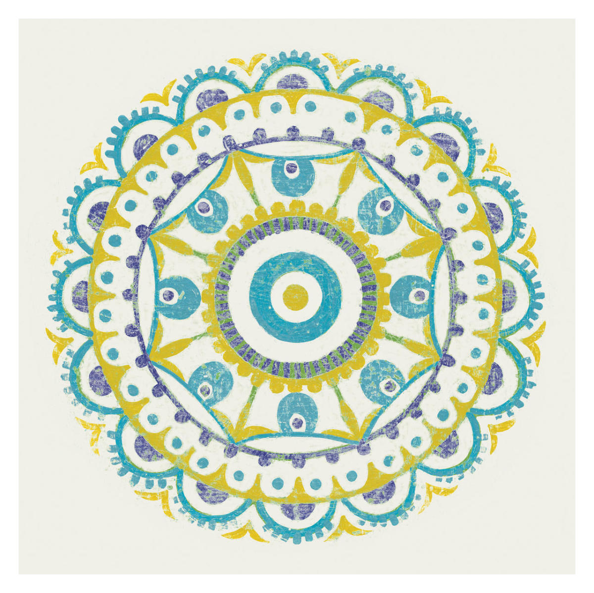 Lakai Circle VI Blue and Yellow -Paper Art-32"x32"