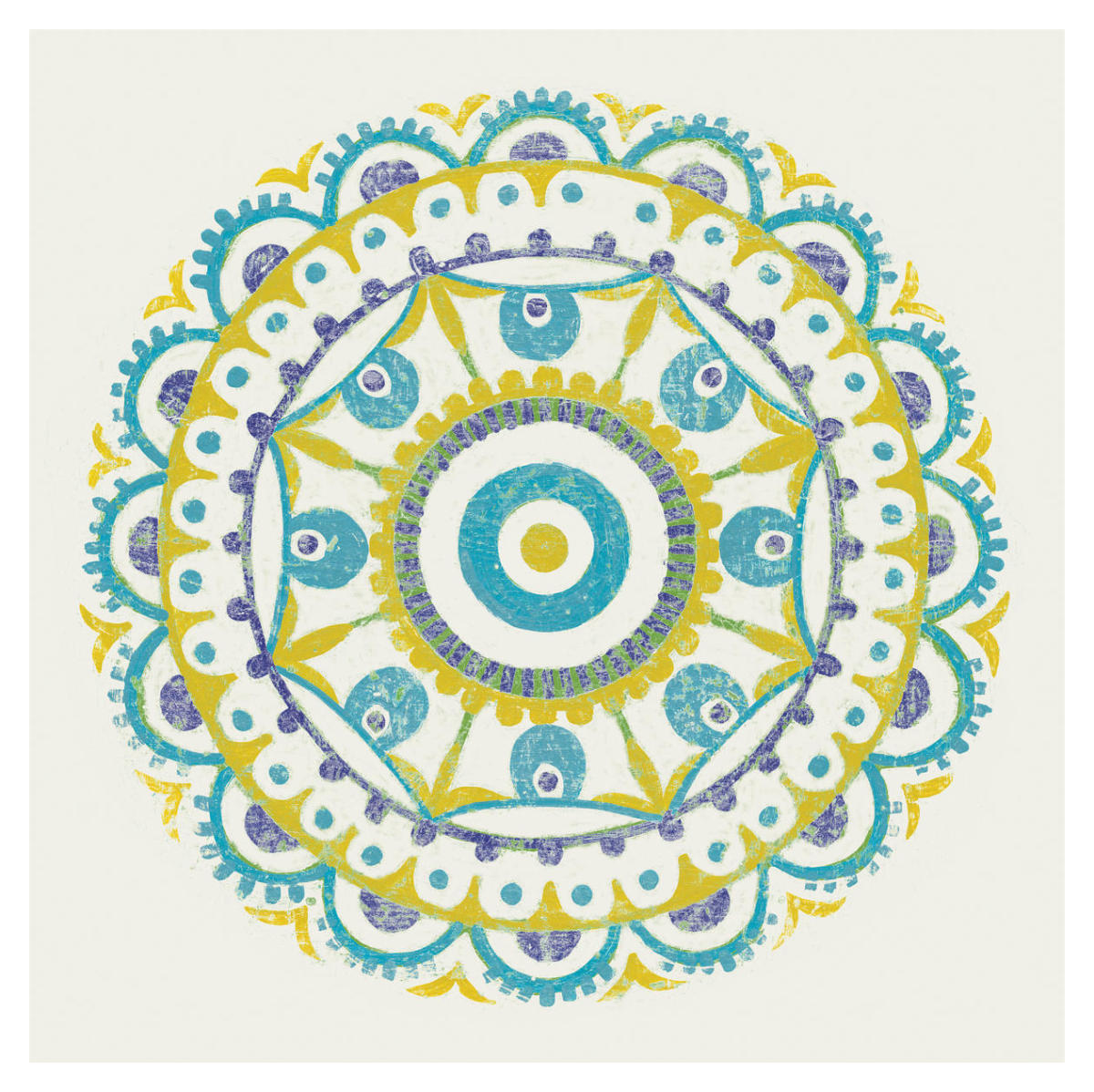 Lakai Circle VI Blue and Yellow -Paper Art-38"x38"