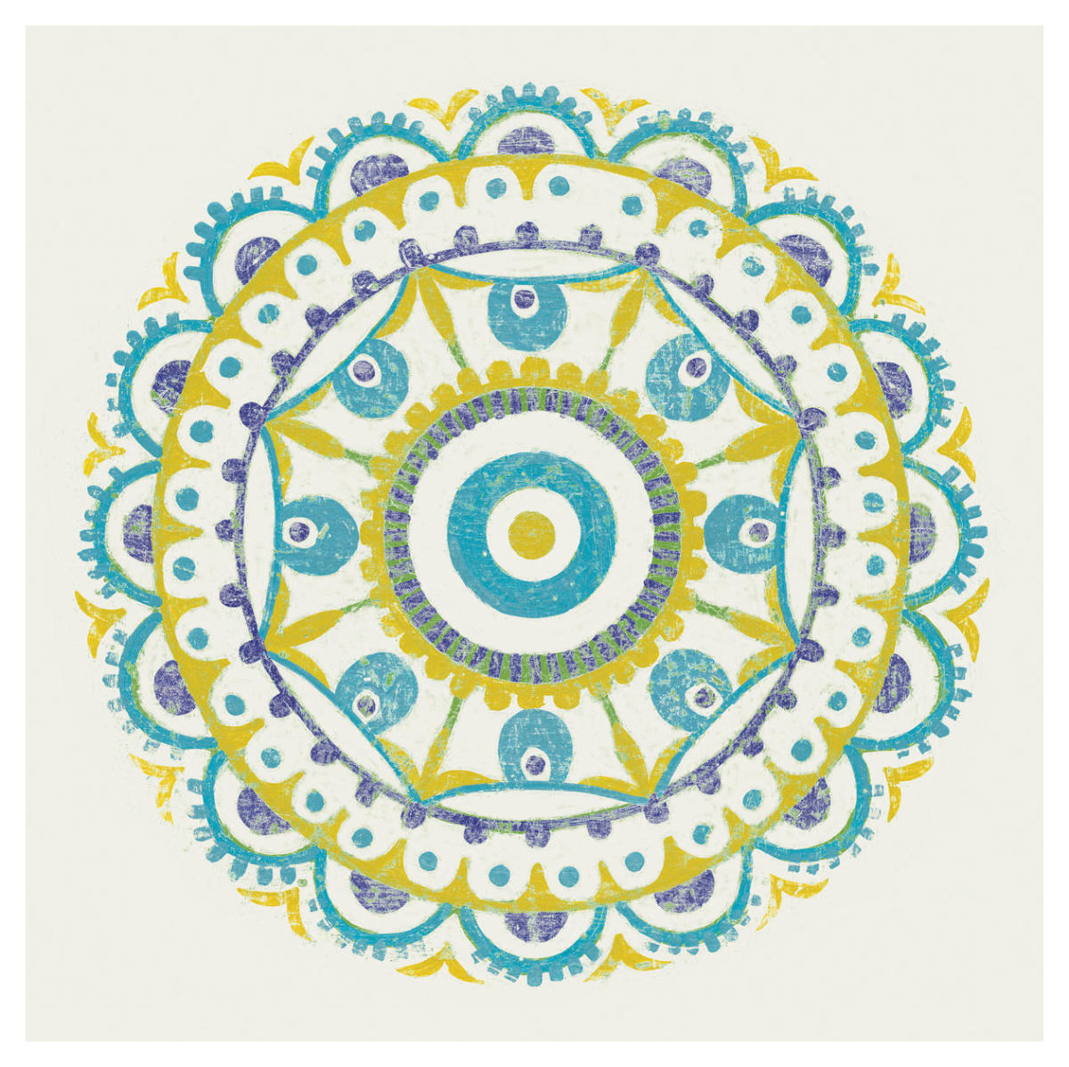 Lakai Circle VI Blue and Yellow -Paper Art-42"x42"