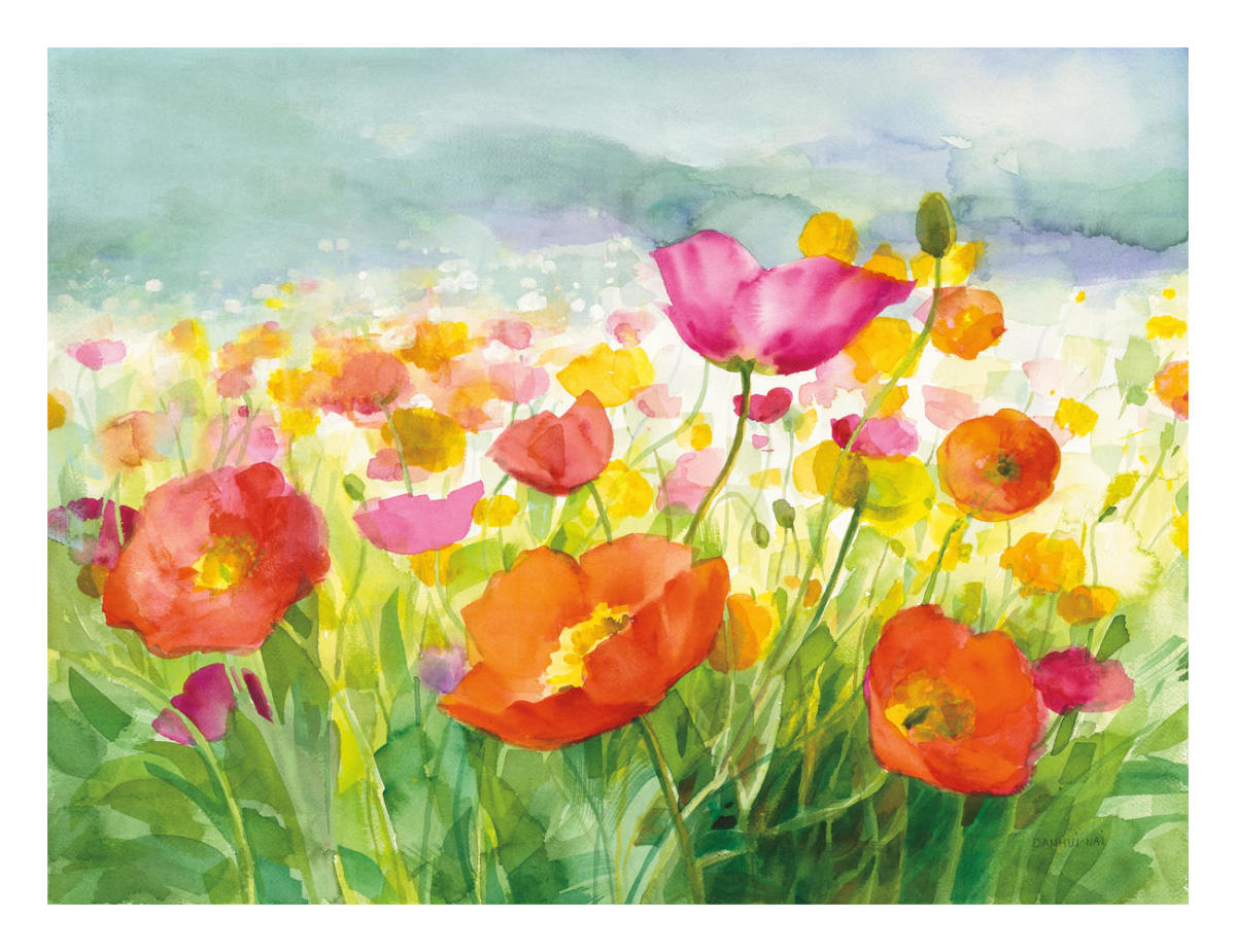Meadow Poppies -Paper Art-26"x20"