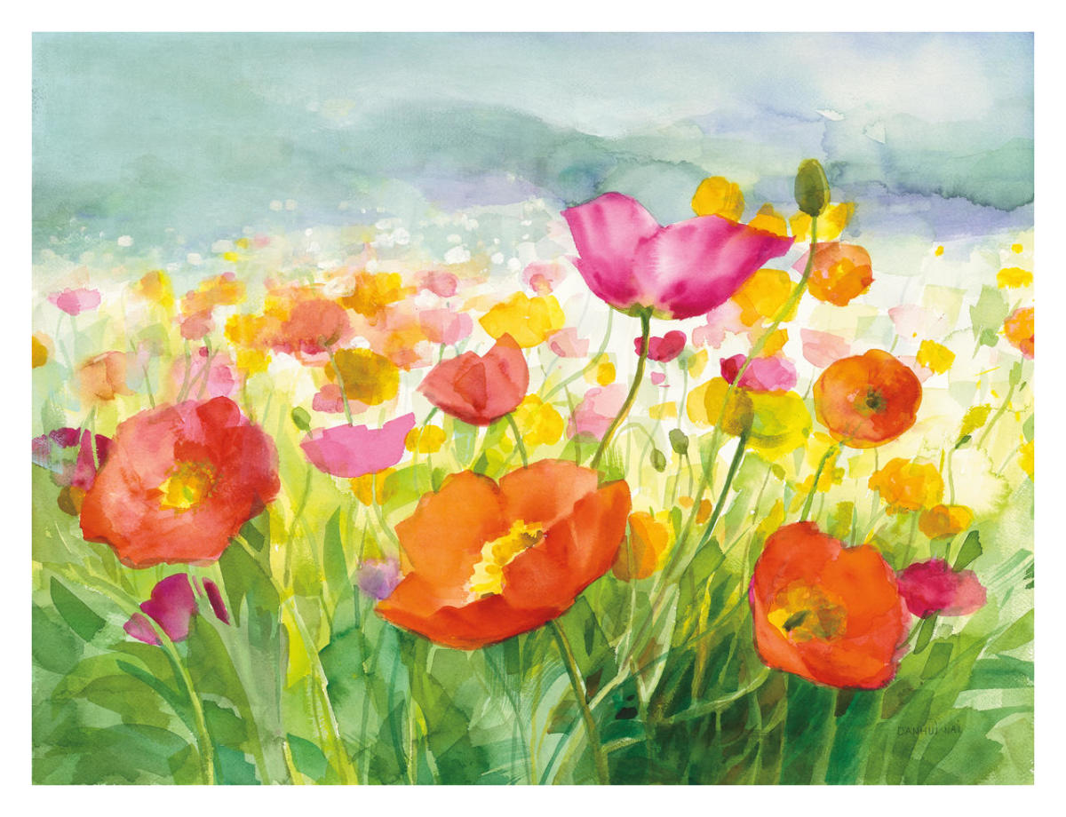 Meadow Poppies -Paper Art-34"x26"