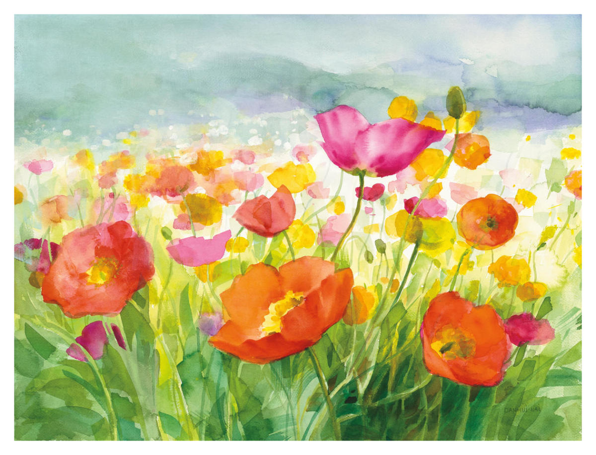 Meadow Poppies -Paper Art-42"x32"