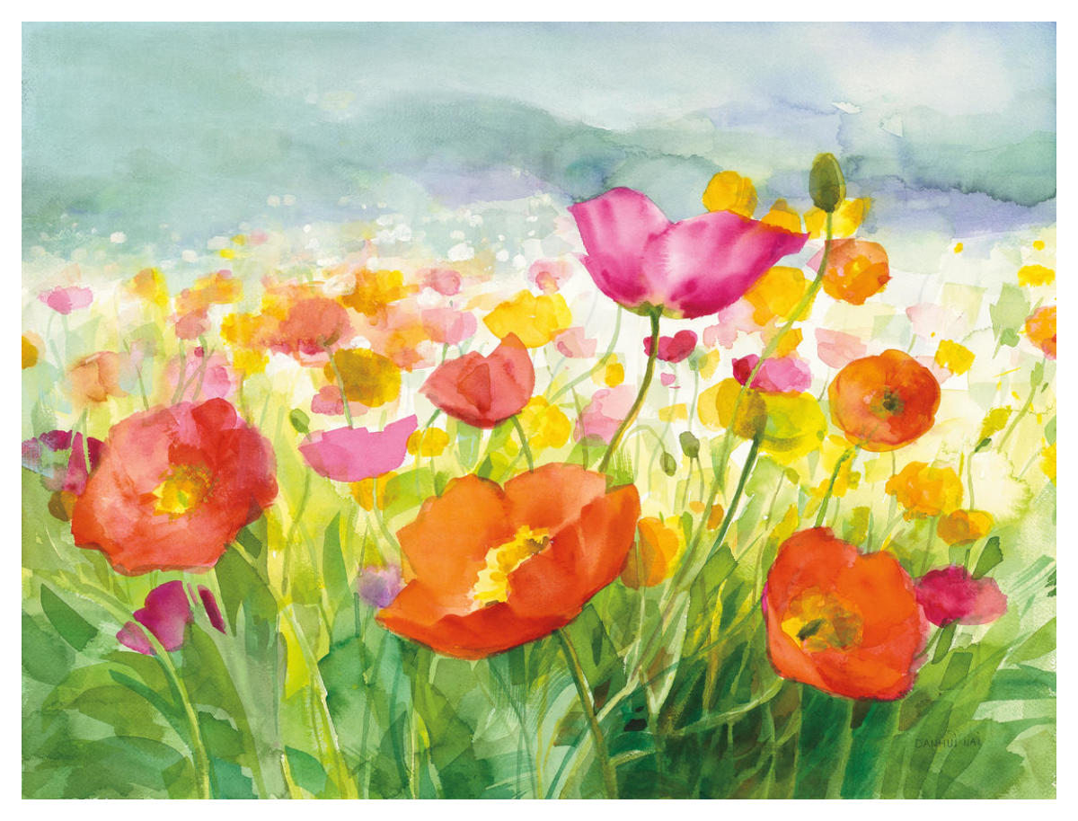 Meadow Poppies -Paper Art-50"x38"