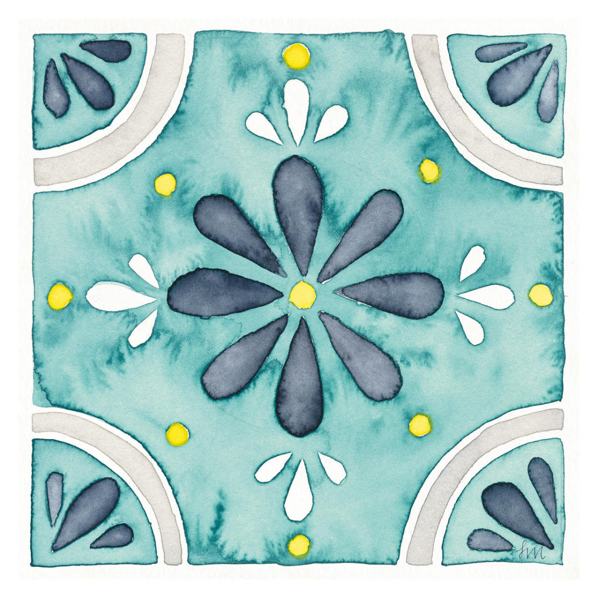 Garden Getaway Tile I Teal -Paper Art-32"x32"