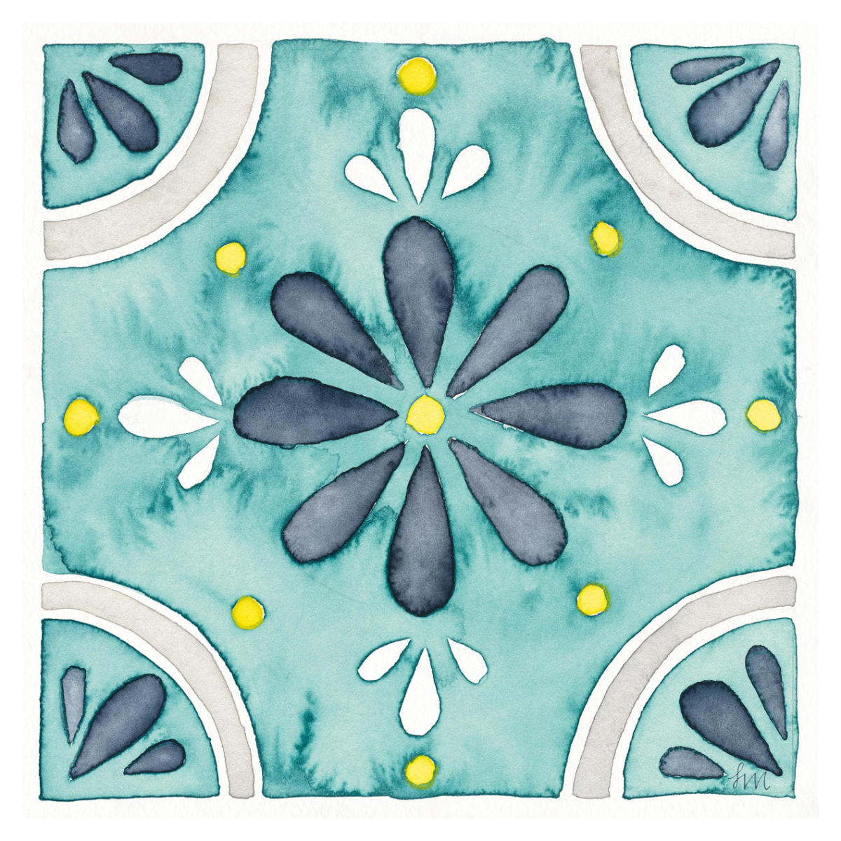 Garden Getaway Tile I Teal -Paper Art-38"x38"