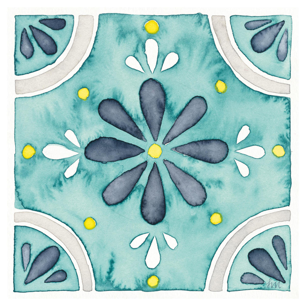 Garden Getaway Tile I Teal -Paper Art-42"x42"