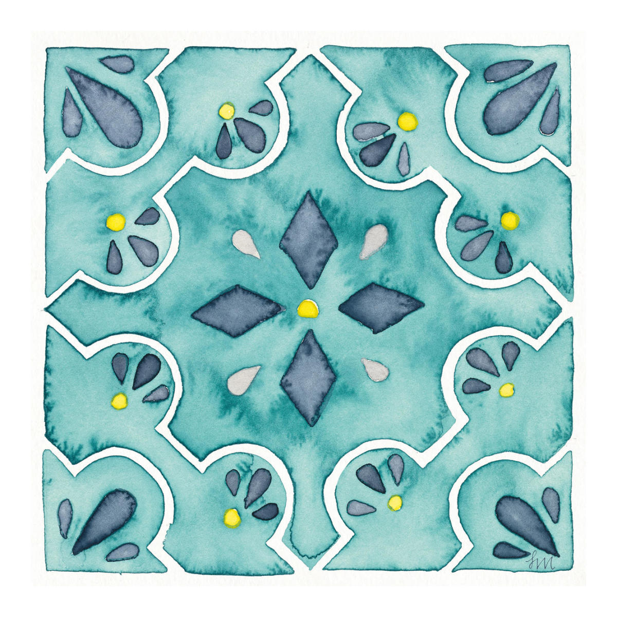 Garden Getaway Tile II Teal -Paper Art-20"x20"