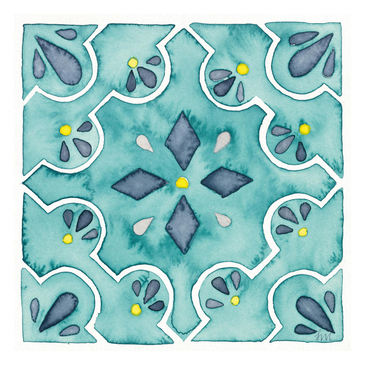Garden Getaway Tile II Teal -Paper Art-26"x26"