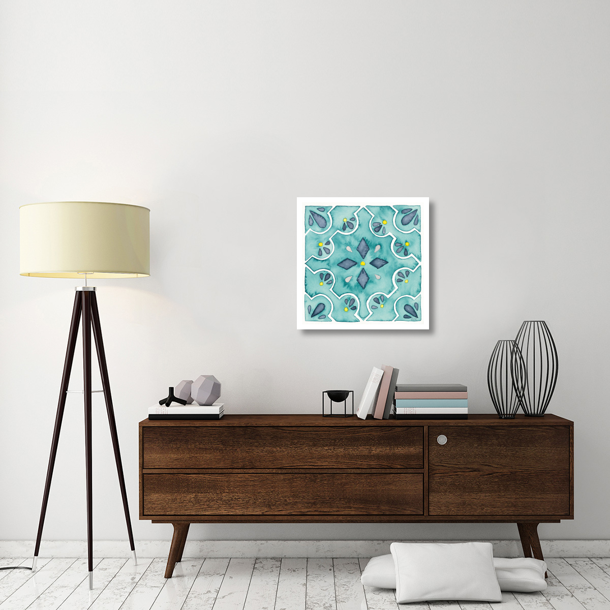 Garden Getaway Tile II Teal -Paper Art-26&quotx26"