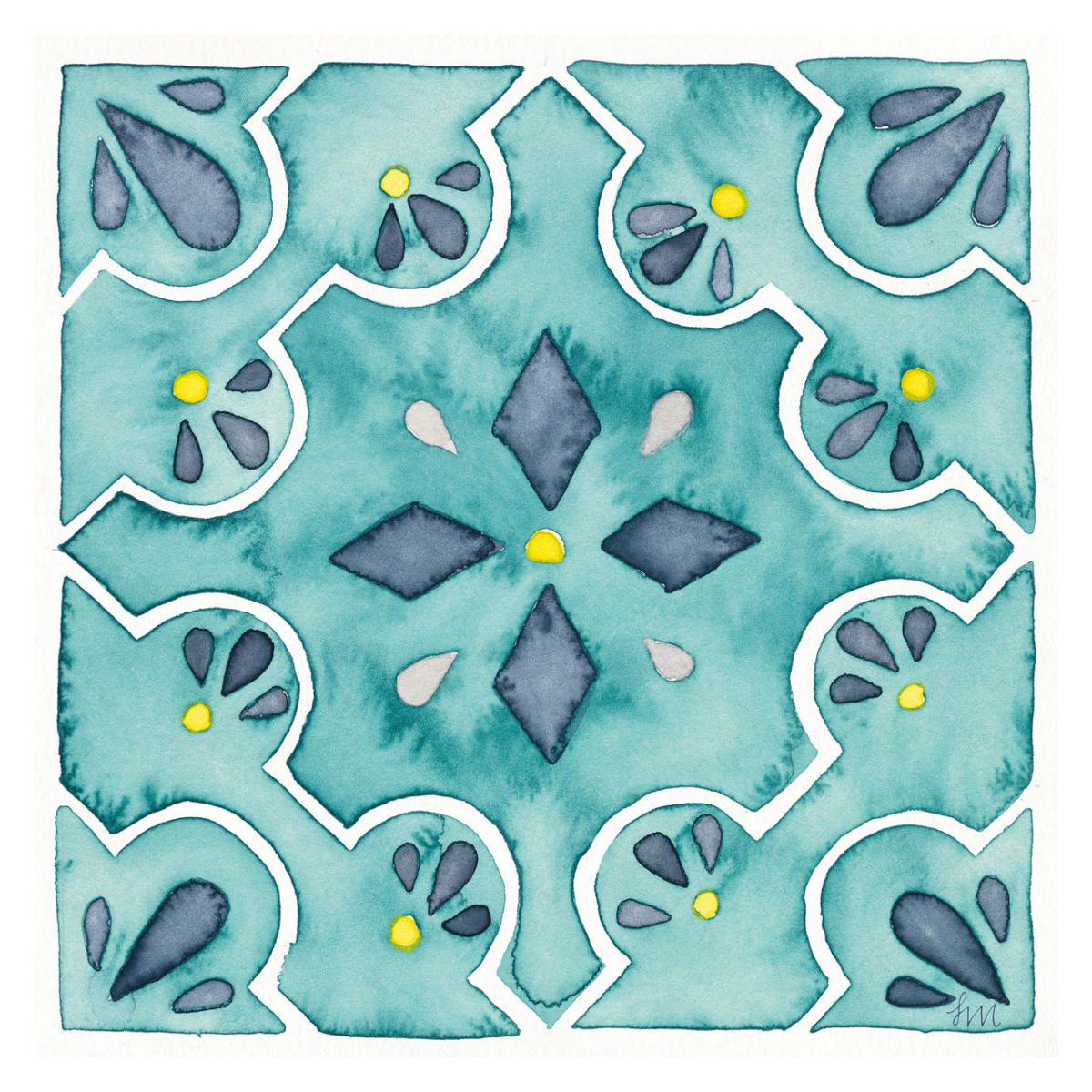Garden Getaway Tile II Teal -Paper Art-32"x32"