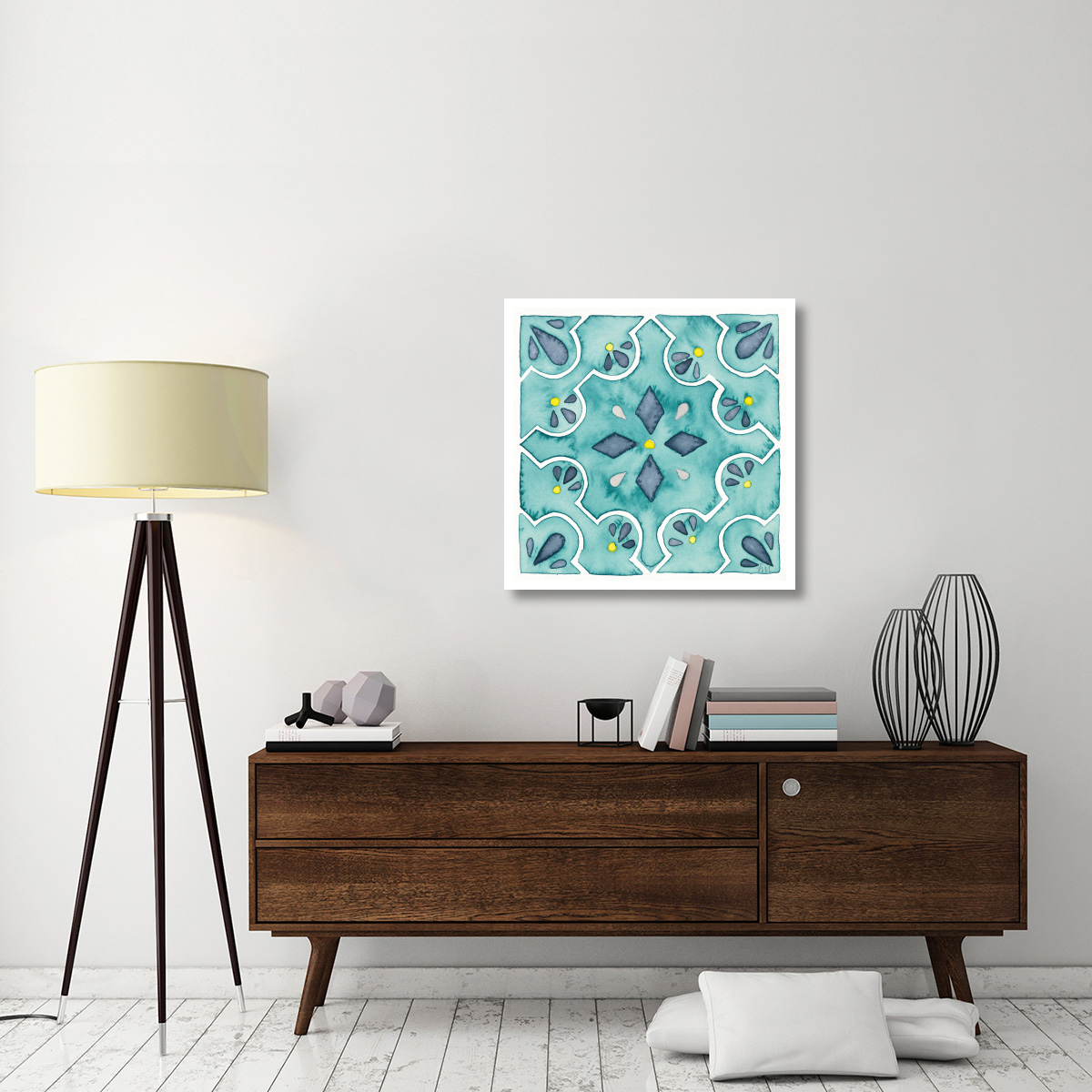 Garden Getaway Tile II Teal -Paper Art-32&quotx32"