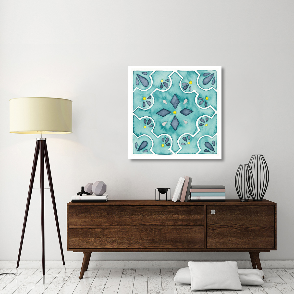 Garden Getaway Tile II Teal -Paper Art-38&quotx38"