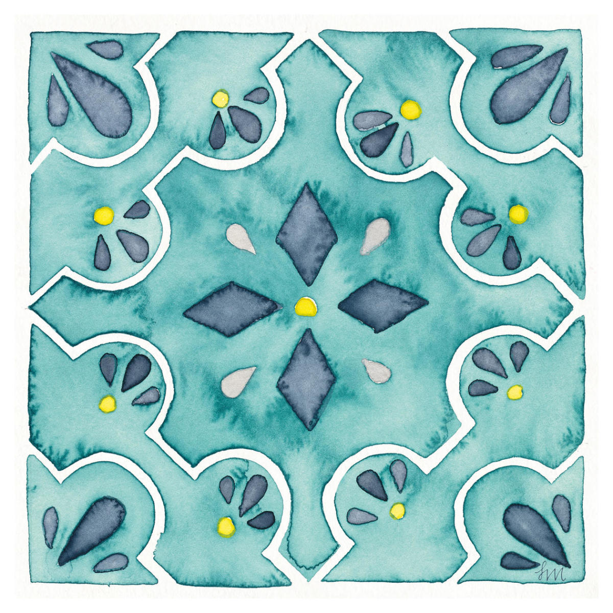 Garden Getaway Tile II Teal -Paper Art-42"x42"