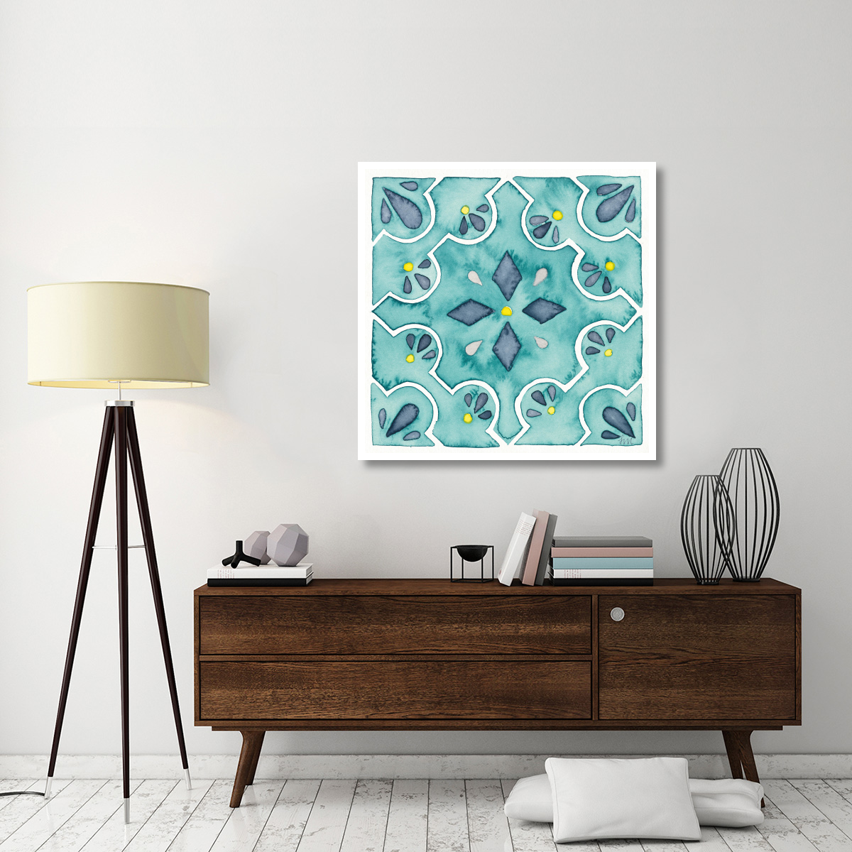 Garden Getaway Tile II Teal -Paper Art-42&quotx42"