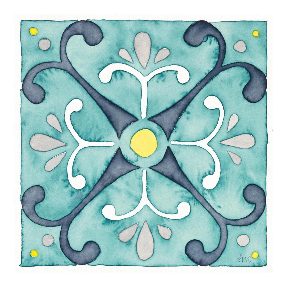 Garden Getaway Tile III Teal -Paper Art-20"x20"