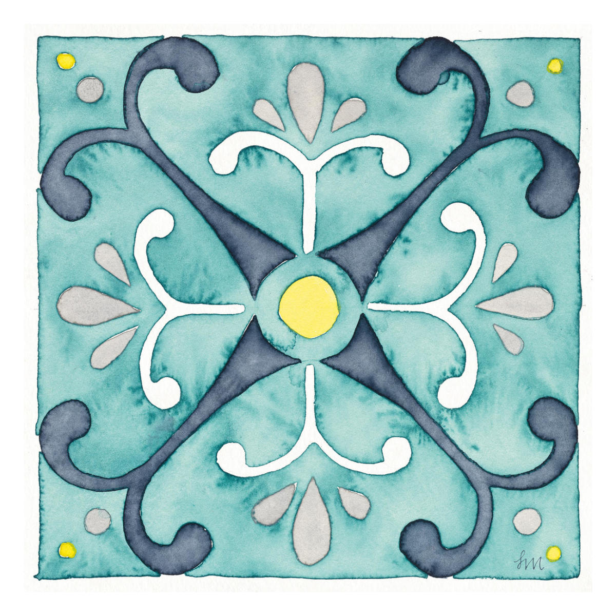 Garden Getaway Tile III Teal -Paper Art-26"x26"
