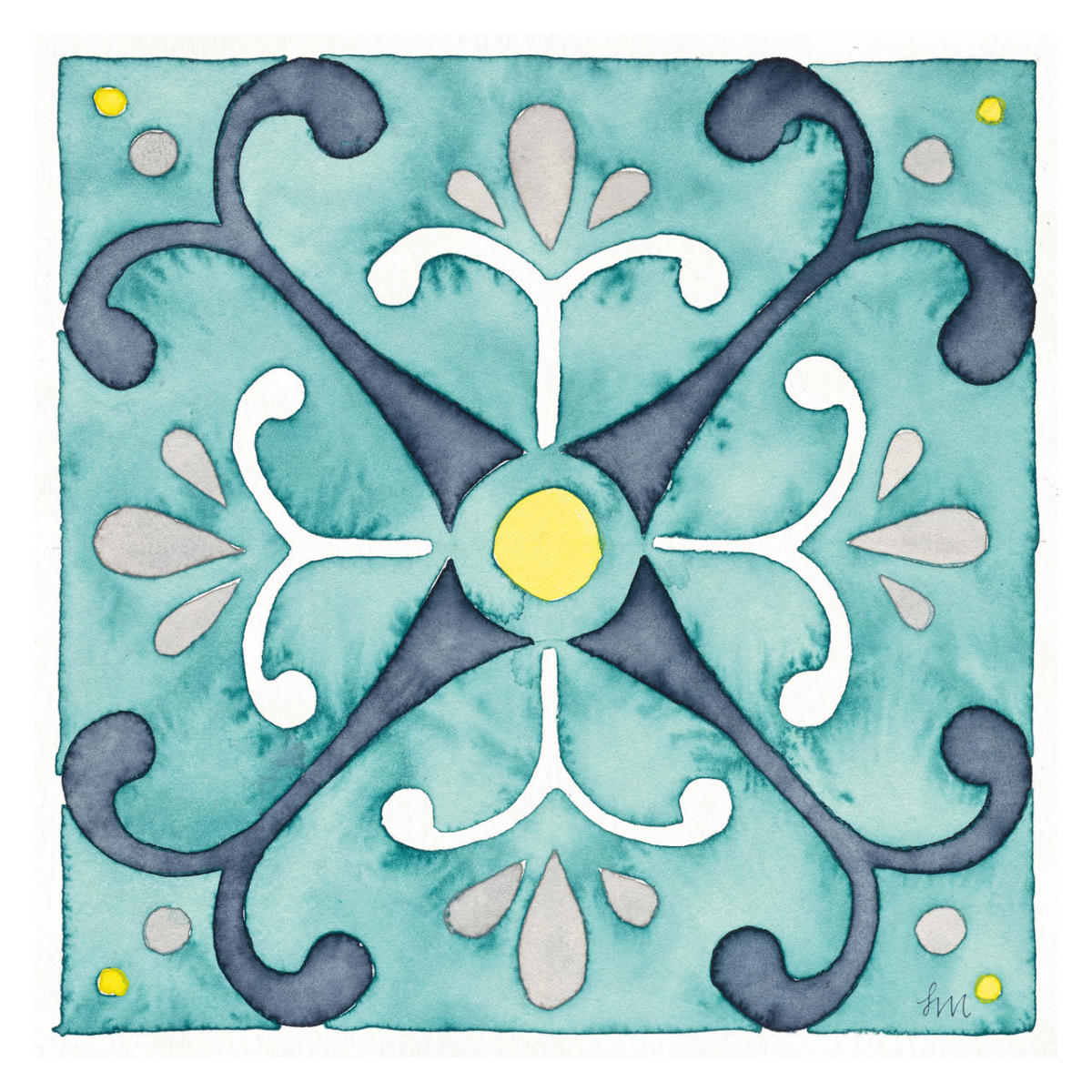 Garden Getaway Tile III Teal -Paper Art-32"x32"