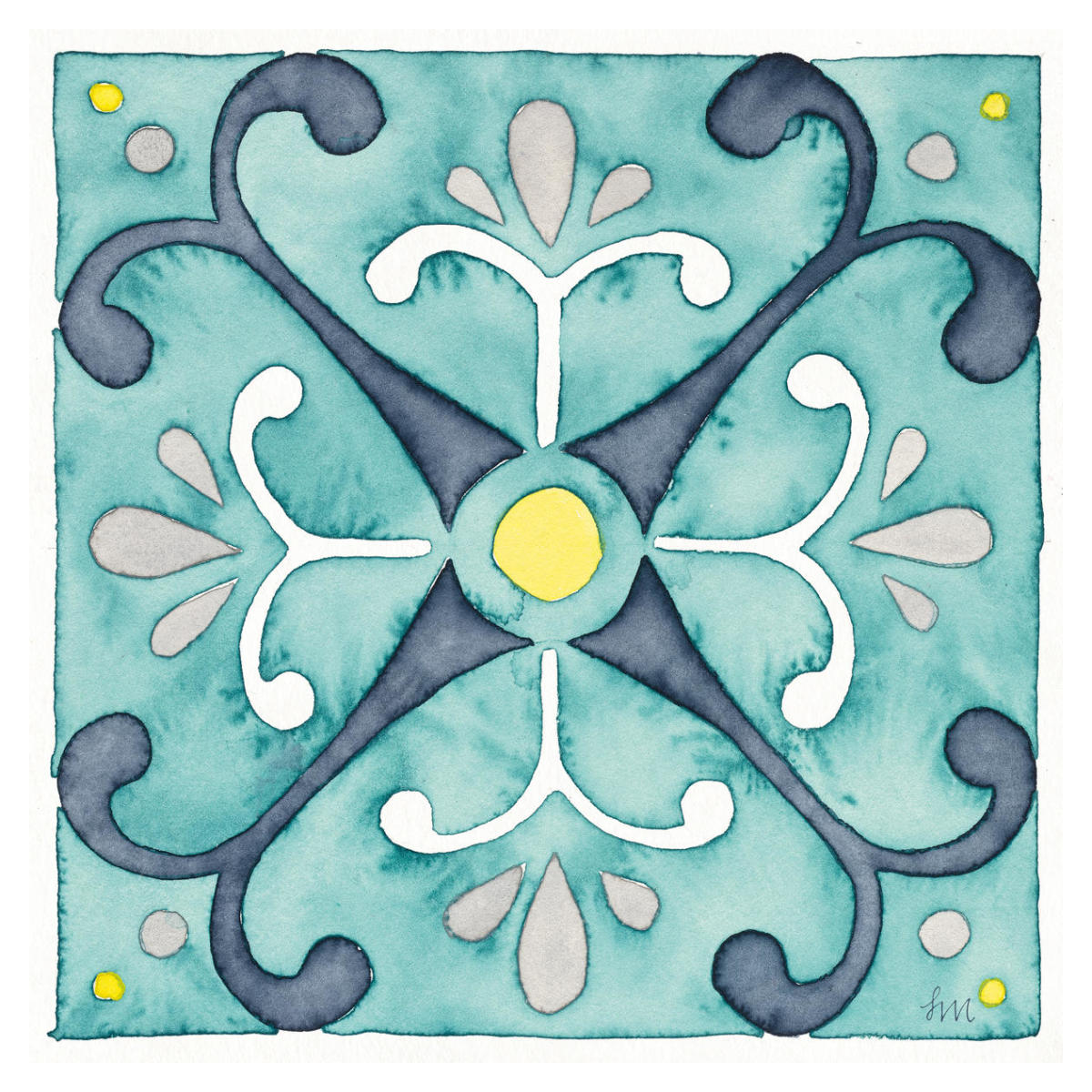 Garden Getaway Tile III Teal -Paper Art-38"x38"