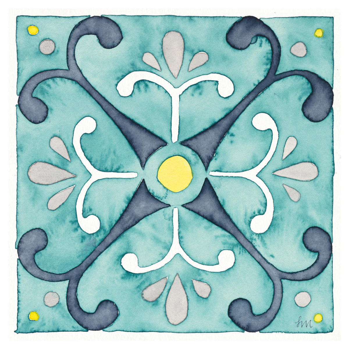 Garden Getaway Tile III Teal -Paper Art-42"x42"