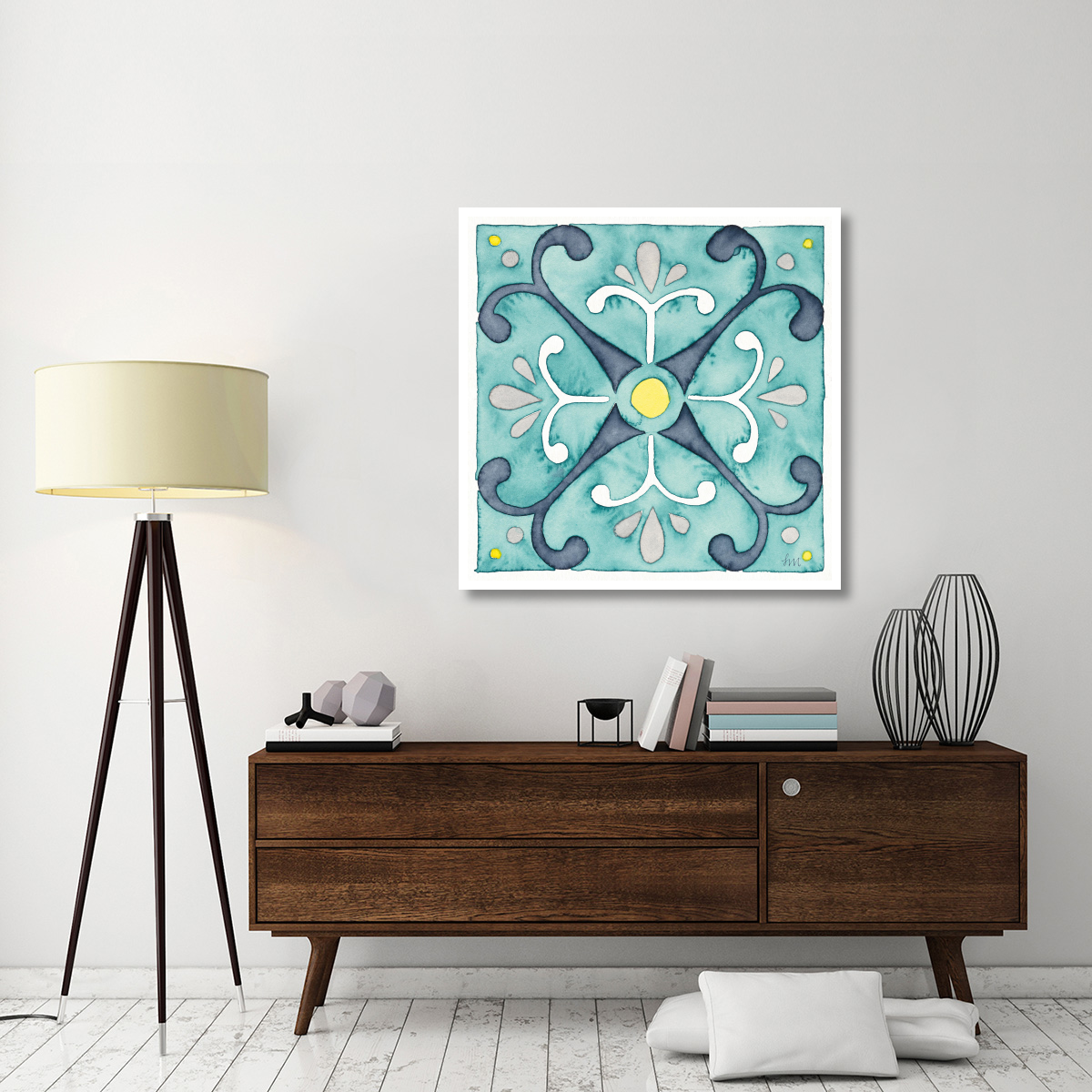 Garden Getaway Tile III Teal -Paper Art-42&quotx42"