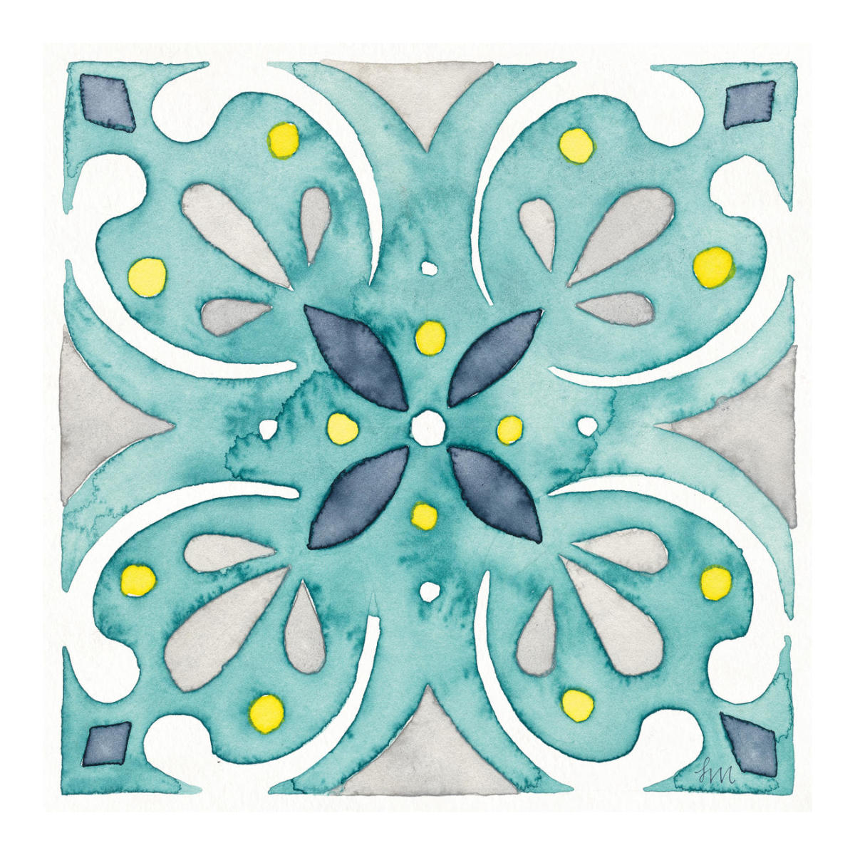 Garden Getaway Tile IV Teal -Paper Art-20"x20"