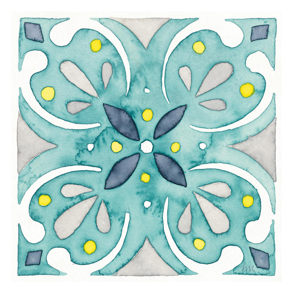 Garden Getaway Tile IV Teal -Paper Art-26"x26"