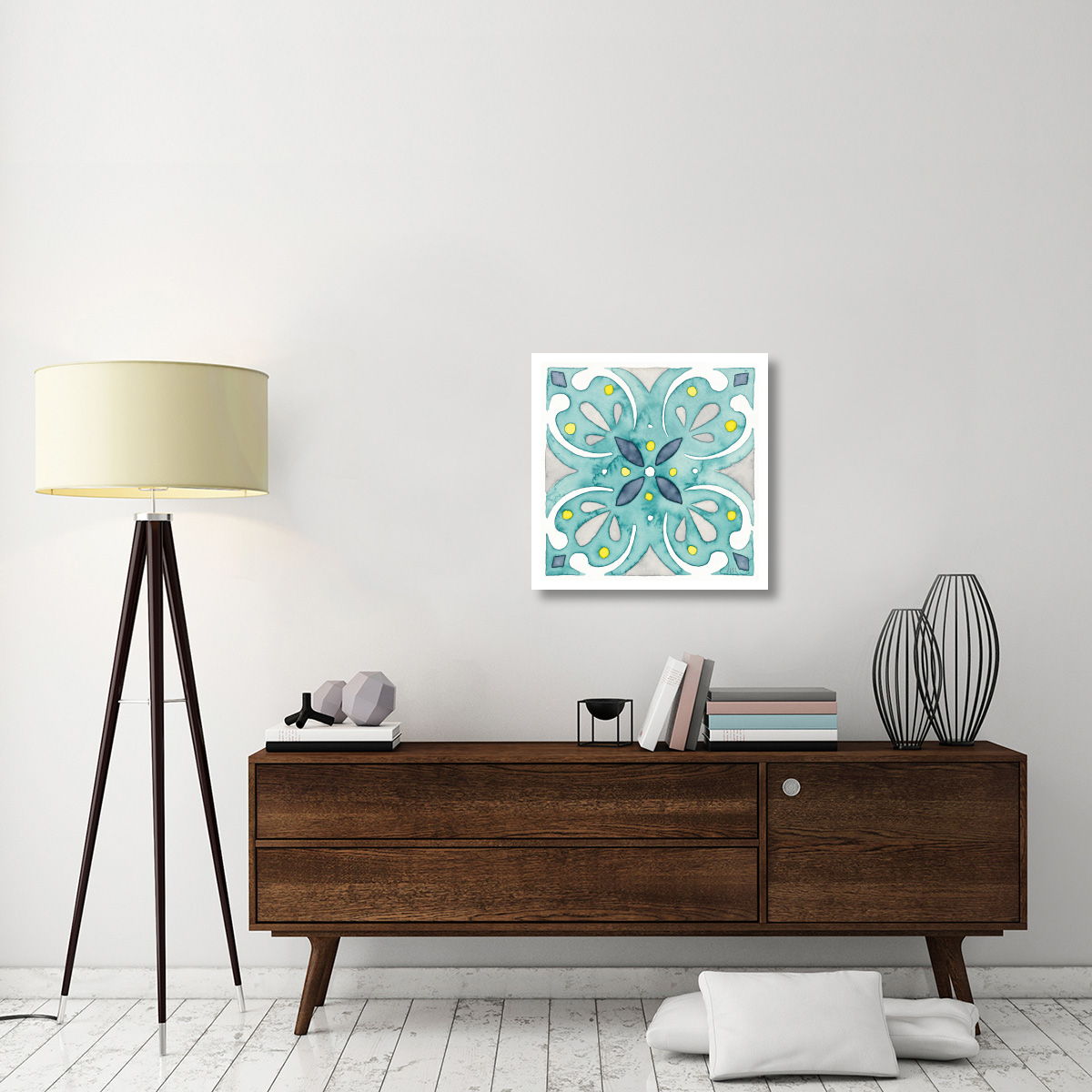 Garden Getaway Tile IV Teal -Paper Art-26&quotx26"