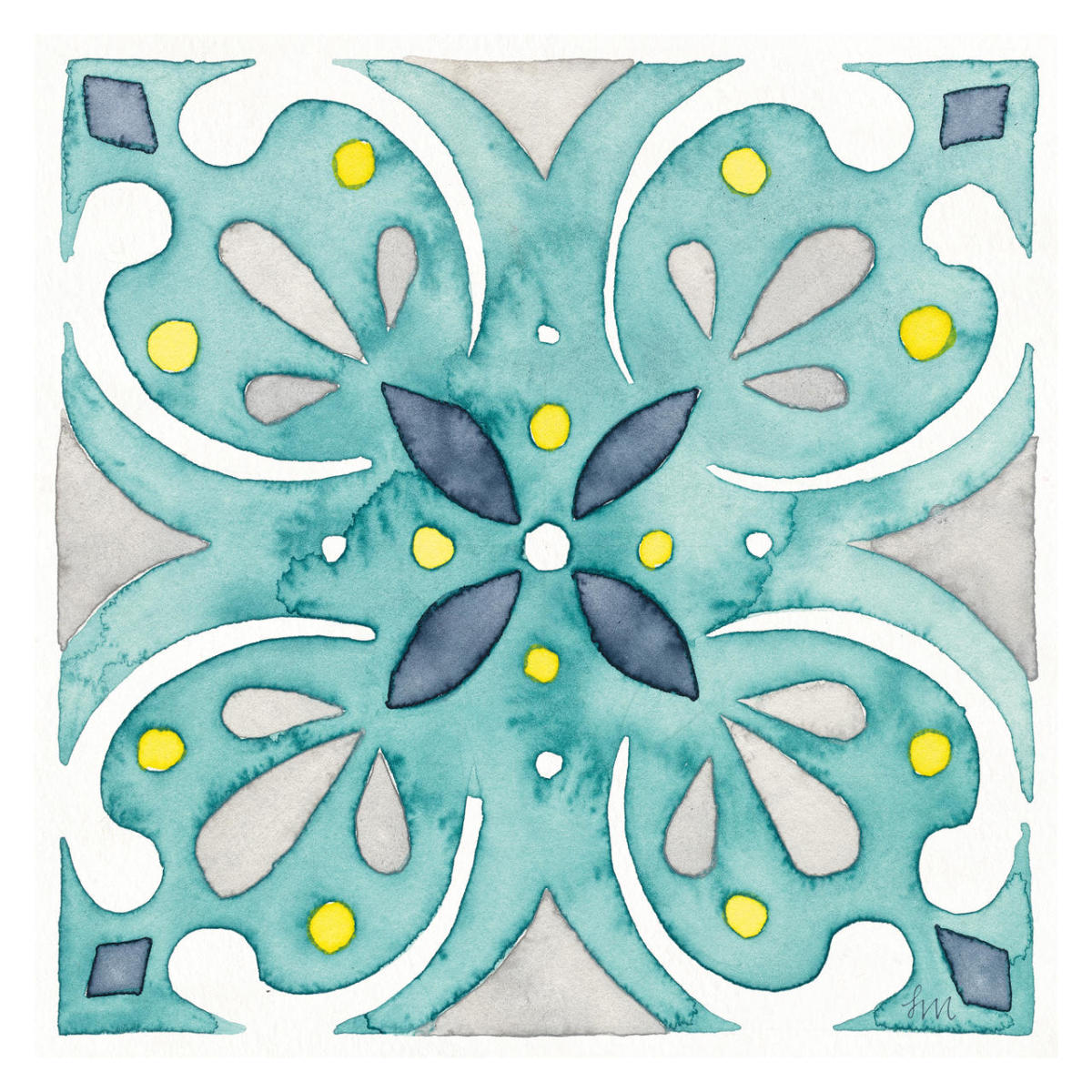 Garden Getaway Tile IV Teal -Paper Art-32"x32"