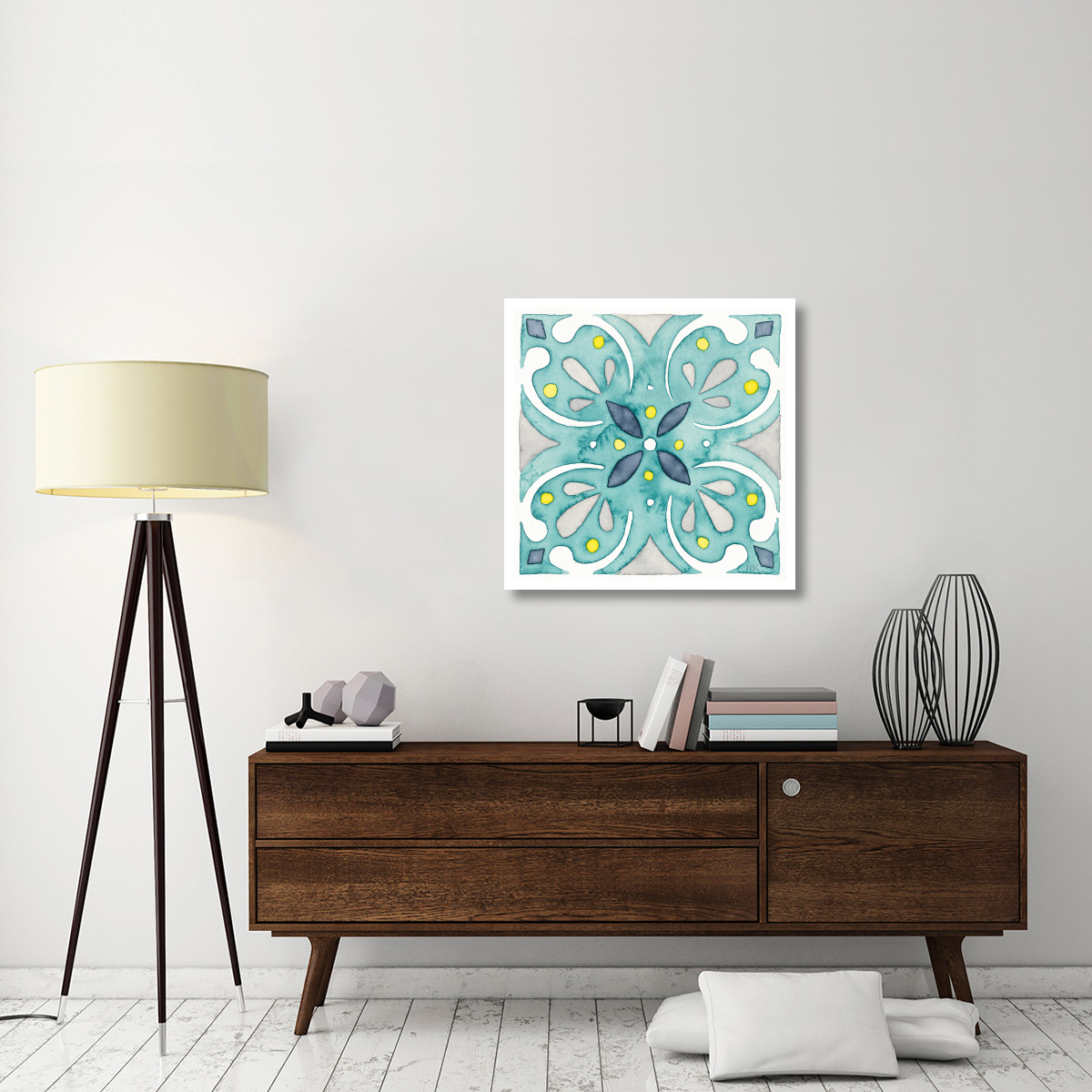 Garden Getaway Tile IV Teal -Paper Art-32&quotx32"