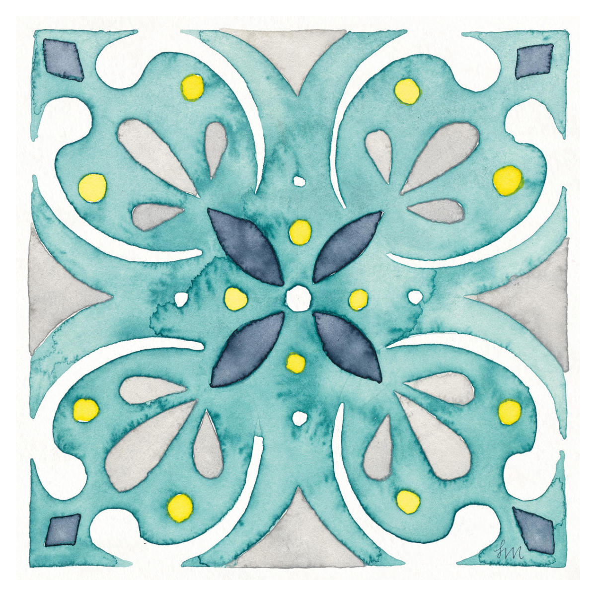 Garden Getaway Tile IV Teal -Paper Art-38"x38"
