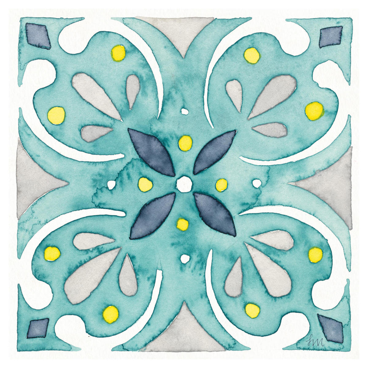 Garden Getaway Tile IV Teal -Paper Art-42"x42"
