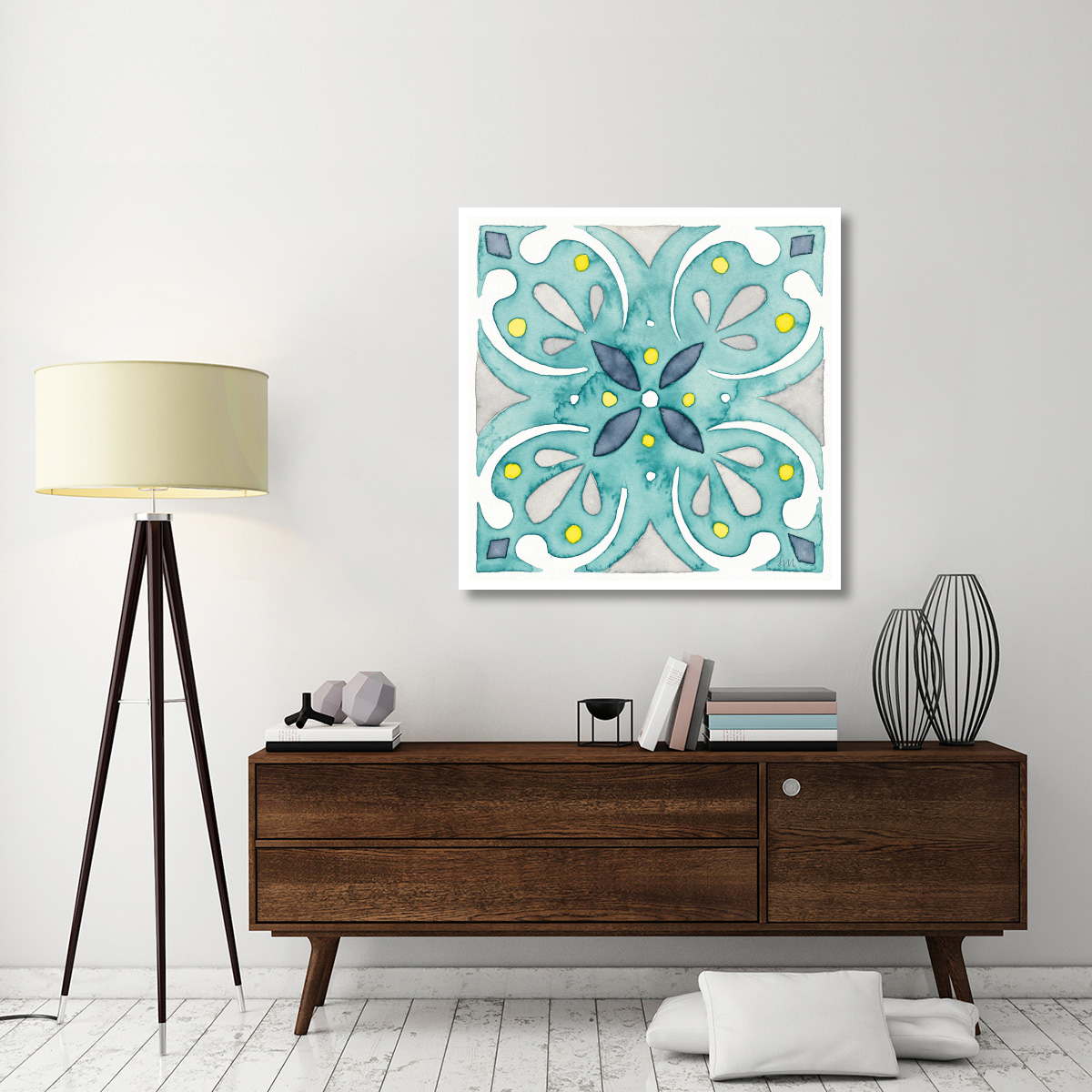 Garden Getaway Tile IV Teal -Paper Art-42&quotx42"