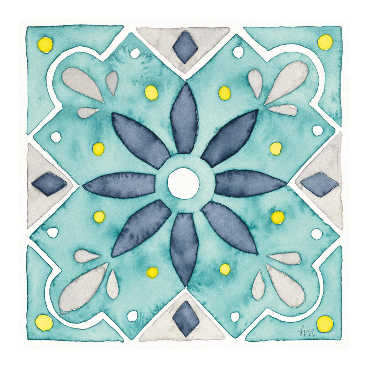 Garden Getaway Tile V Teal -Paper Art-20"x20"