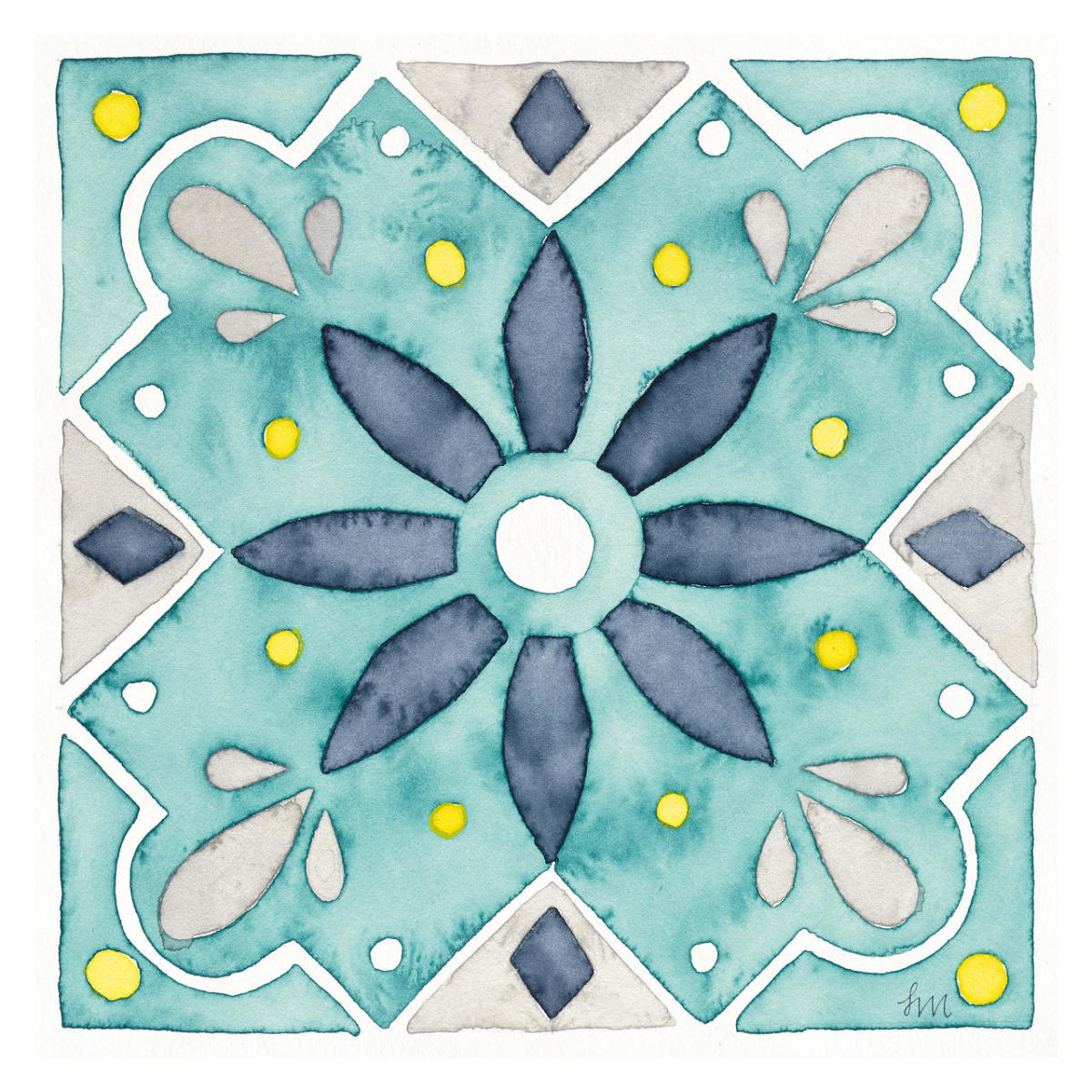 Garden Getaway Tile V Teal -Paper Art-32"x32"