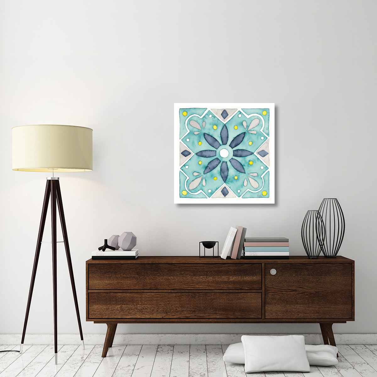 Garden Getaway Tile V Teal -Paper Art-32&quotx32"