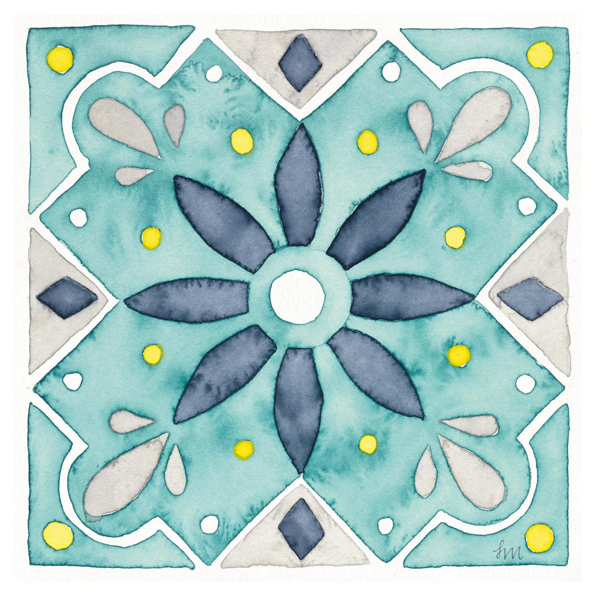 Garden Getaway Tile V Teal -Paper Art-42"x42"