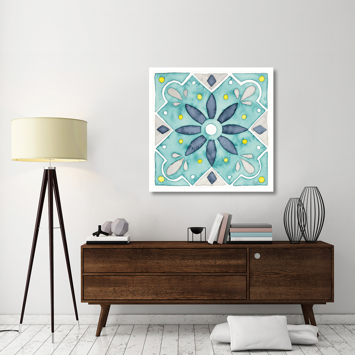 Garden Getaway Tile V Teal -Paper Art-42&quotx42"