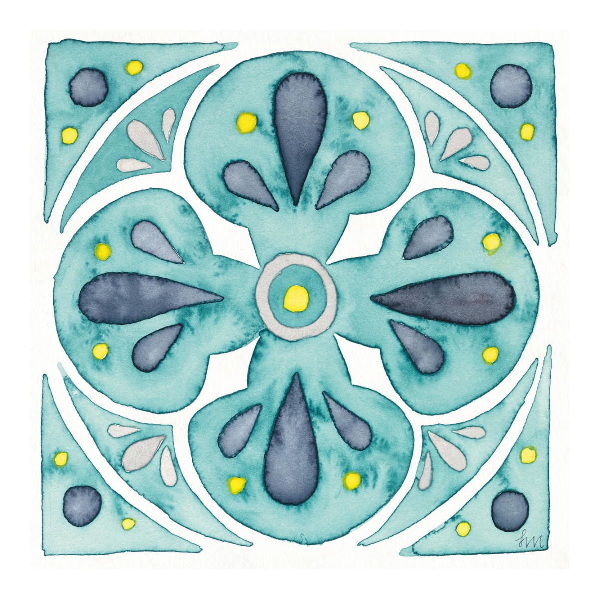 Garden Getaway Tile VI Teal -Paper Art-20"x20"
