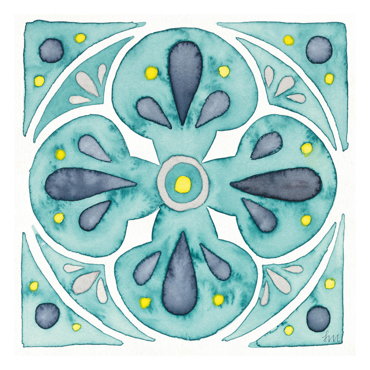 Garden Getaway Tile VI Teal -Paper Art-26"x26"