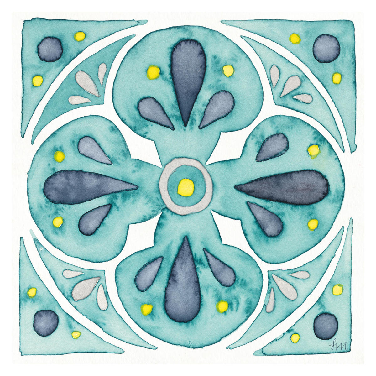 Garden Getaway Tile VI Teal -Paper Art-32"x32"