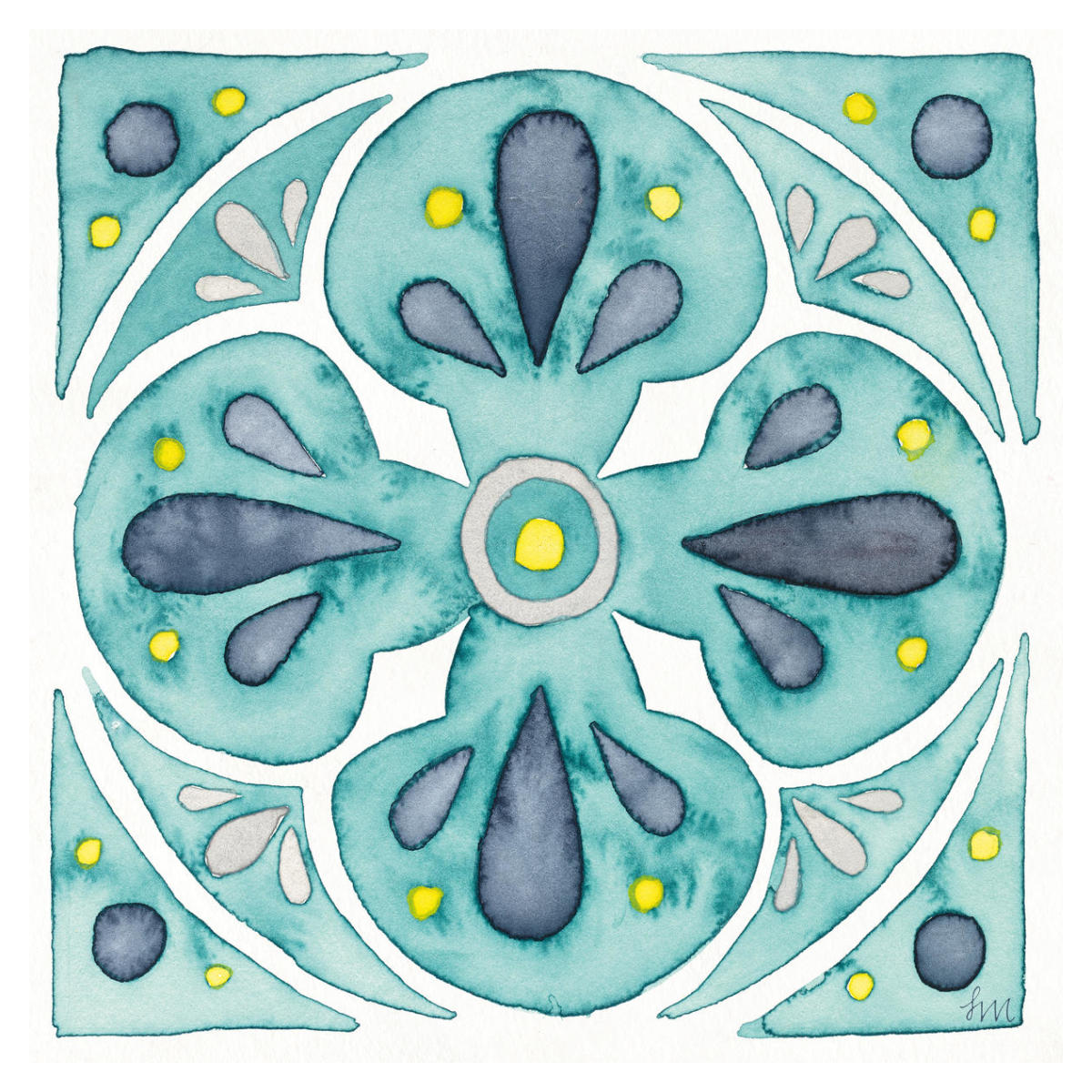 Garden Getaway Tile VI Teal -Paper Art-38"x38"